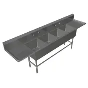 John Boos 4PB20-2D18 119" Four Compartment Sink, 20"W x 20"L Bowl With 2 Drainboards 1 image