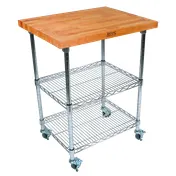 John Boos MET-CWC-1-X Metropolitan Wire Cart w/ 2 Adjustable Chrome Wire Shelves  1 image
