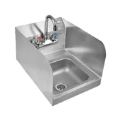 John Boos PBHS-W-0909-P-SSLR-X 12" Wall Mounted Hand Sink with Faucet - 3 Splashes/flyer 1 image