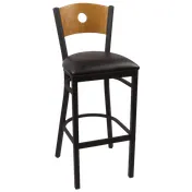 JMC Furniture CIRCLE SERIES BARSTOOL VINYL - Wood Cutout Back, Vinyl Seat, Metal Frame, Black Finish, Footrest 1 image