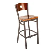 JMC Furniture CIRCLE SERIES BARSTOOL WOOD - Black Finish, Wood Back, Circle Cutouts, Metal Frame, Armless 1 image