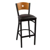 JMC Furniture LIBERTY SERIES CLEAR COAT BARSTOOL VINYL - Wood Cut-Out Back, Vinyl Seat, Metal Frame, Footrest 1 image