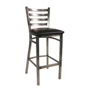 JMC Furniture WHITE HORSE BARSTOOL VINYL - Ladder Back, Black Powder Coat, Vinyl Seat, Metal Frame, Armless 1 image