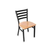JMC Furniture WHITE HORSE CHAIR WOOD Indoor Side Chair with Ladder Back and Wood Seat, Metal Frame 1 image