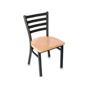 JMC Furniture WHITE HORSE CLEAR COAT CHAIR WOOD Ladder Back Wood Seat Metal Frame Restaurant Chair 1 image