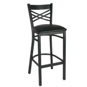 JMC Furniture X SERIES BARSTOOL VINYL - Black Powder Coat, Metal Frame, Cut-Out Back, Vinyl Seat, Footrest 1 image