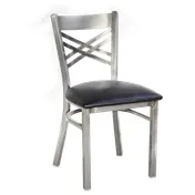JMC Furniture X SERIES CHAIR CLEAR COAT VINYL Indoor Chair with Cross Back and Vinyl Seat, Metal Frame 1 image