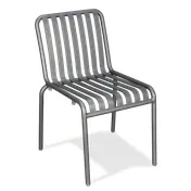 JustChair A33018 Aluminum Outdoor Side Chair, Silver Grey, Stackable, Metal Slatted Back and Seat 1 image