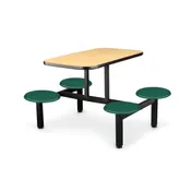 JustChair CLUS-IS-4S-BS Cluster Table Unit, 24" x 42", Island Style, 4-Seat, Black, Welded Steel Frame, Laminated Top 1 image