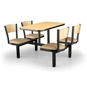JustChair CLUS-IS-4S-WB Cluster Table Unit, 24" x 42", Island Style, 4 Padded Swivel Seats, Black Wood, Welded Steel Frame 1 image