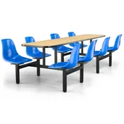 JustChair CLUS-IS-8S-BB Cluster Table Unit, Rectangular, 24" x 108", 1-1/8" Thick Laminated Top, Black, 8-Seat Set 1 image