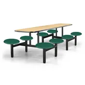 JustChair CLUS-IS-8S-BS Cluster Table Unit, Rectangular, 24x108, Island Style, 8-Seat, Black, Laminated Top, Welded Steel Frame 1 image