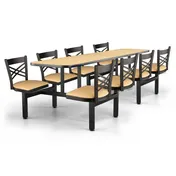 JustChair CLUS-IS-8S-MB Cluster Table Unit, Rectangular, 24x108, Island Style, 8 Padded Swivel Seats, Black 1 image