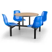 JustChair CLUS-RD36-4S-BB Cluster Table Unit, Round, 36Dia, Island Style, 4 Bucket Swivel Seats, Black Steel Frame, Laminated Top, Sold as Set 1 image