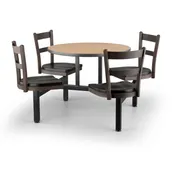 JustChair CLUS-RD36-4S-MB Cluster Table Unit, Round, 36Dia, Island Style, 4 Padded Swivel Seats, Black 1 image