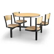 JustChair CLUS-RD36-4S-WB Cluster Table Unit, Round, 36Dia, Island Style, 4 Padded Swivel Seats, Black Wood, Welded Steel Frame 1 image