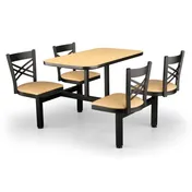 JustChair CLUS-RD42-4S-MB Cluster Table Unit, Round, 42Dia, Island Style, 4 Padded Swivel Seats, Black 1 image