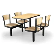 JustChair CLUS-RD42-4S-WB Cluster Table Unit, Round, 42"Dia, Island Style, 4 Padded Swivel Seats, Black Wood, Welded Steel Frame 1 image