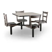 JustChair CLUS-SQ36-4S-MB Cluster Table Unit, Square, 36x36, Island Style, 4 Padded Swivel Seats, Black 1 image