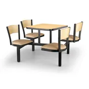 JustChair CLUS-SQ36-4S-WB Cluster Table Unit, Square, 36x36, Island Style, 4 Padded Swivel Seats, Black Wood, Welded Steel Frame 1 image