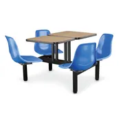 JustChair CLUS-ST-4S-BB Cluster Table Unit, 2x 21"x24" Tops, Island Style, 4 Bucket Swivel Seats, Black 1 image