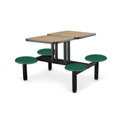JustChair CLUS-ST-4S-BS Cluster Table Unit, 2x 21x24 Island Style Tops, 4 Button Swivel Seats, Black Steel Frame, Laminated Top, Sold per Set 1 image