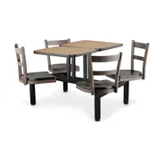 JustChair CLUS-ST-4S-MB Cluster Table Unit, 2x 21"x24" Tops, Island Style, 4 Padded Swivel Seats, Black 1 image