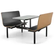 JustChair CONT-IS-42 Contour Table Unit, 42"L, Island Unit, Laminated Seats, Black, Welded Steel Frame 1 image