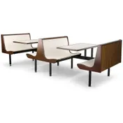 JustChair CPLUS-2TU-IS-47 Contour Plus Booth Table Unit, 47"L, Black, Laminated Seats, Welded Steel Frame 1 image