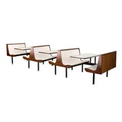 JustChair CPLUS-3TU-IS-44 Contour Plus Triple Island Booth Table Unit, 44L, Black, Laminated Seats, Welded Steel Frame 1 image
