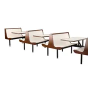 JustChair CPLUS-4TU-WS-59 Contour Plus Booth Table Unit, 59"L, Quad Wall Unit, Laminated Seats, Welded Steel Frame, Black 1 image