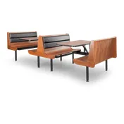 JustChair CPREM-2TU-WS-44 Contour Premium Booth Table Unit, 44L, Double Wall, Laminated Seats, Black 1 image