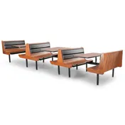 JustChair CPREM-3TU-IS-44 Contour Premium Booth Table Unit, 44L, Triple Island, Laminated Seats, Black 1 image