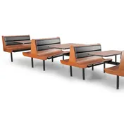 JustChair CPREM-4TU-IS-42 Contour Premium Booth Table Unit, 42L, Quad Island, Laminated Seats, Welded Steel Frame, Black 1 image