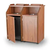 JustChair TRCPT-11SH-DBL-GR3 Double Trash Receptacle 45"x23-1/2"x48", 35 Gal, Melamine Laminate 1 image