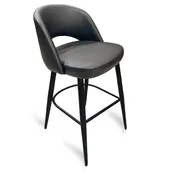 JustChair U12830 Bar Stool - Upholstered Seat & Contour Back, Black Steel Frame, 2.5" Padded Seat, Quickship 1 image