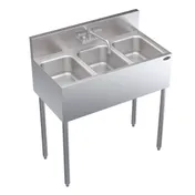 Krowne CS-1836 36" Three Compartment Sink, 10"W x 14"L Bowl Without Drainboard 1 image