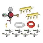 Krowne NITROKIT8 Nitro Beer Kit for 8-Faucet - CO2 w/N, 2-Manif 4-Way, 10′/40′ Lines, 8 Taps & Probe 1 image
