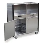 Lakeside 4605 Mobile Waitress Station, 48"W x 23"D x 55"H, Stainless Steel, Adjustable Shelves, Utility Drawers 1 image