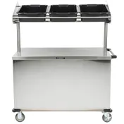 Lakeside 663 Solid Stainless Steel Breakfast / Snack Cart w/ Overhead Shelf with (3) Plastic Bins 1 image