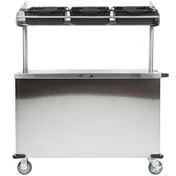 Lakeside 663 Solid Stainless Steel Breakfast / Snack Cart w/ Overhead Shelf with (3) Plastic Bins 3 image