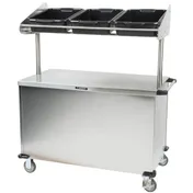 Lakeside 663 Solid Stainless Steel Breakfast / Snack Cart w/ Overhead Shelf with (3) Plastic Bins 4 image