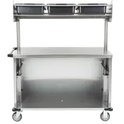 Lakeside 663 Solid Stainless Steel Breakfast / Snack Cart w/ Overhead Shelf with (3) Plastic Bins 6 image