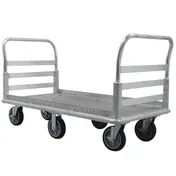 Lakeside PB991 Heavy Duty Platform Truck, 2600 lbs, 60-71"L x 30-40"W, Welded Aluminum, Dual Handle, 8" Offset Casters 1 image