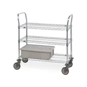 Metro 3SPN56PS Super Erecta SP Stainless Steel Utility Cart w/ 3 Wire Shelf - 24" x 60" x 39" 1 image