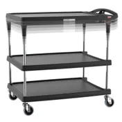 Metro MY2636-35BL-PL Mycart Plus Series 3 Shelf Black Polymer Utility Cart w/ 400 lb Capacity 1 image