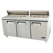 Migali C-SP72-30BT-HC 72" Three Section Mega Top Sandwich Prep Table w/ 3 Doors, 30 Pans 1 image