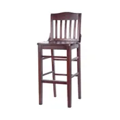 MKLD A6235-BS SOLID Schoolhouse Barstool - Slat Back, Solid Wood Seat, Beechwood Frame, Armless, Footrest 1 image