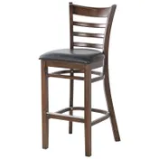 MKLD A6241-BS BV Bar Stool - Ladder Back, Upholstered Seat, Black Vinyl, Beechwood Frame, Footrest, Armless 1 image