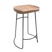 MKLD A6307 - Backless Bar Stool, Round Wood Seat, Metal Frame, Black Powder Coat, Footrest, Plastic Glides 1 image
